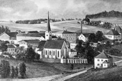 Schwarz-weiß Bild der Gemeinde Wittibreut
